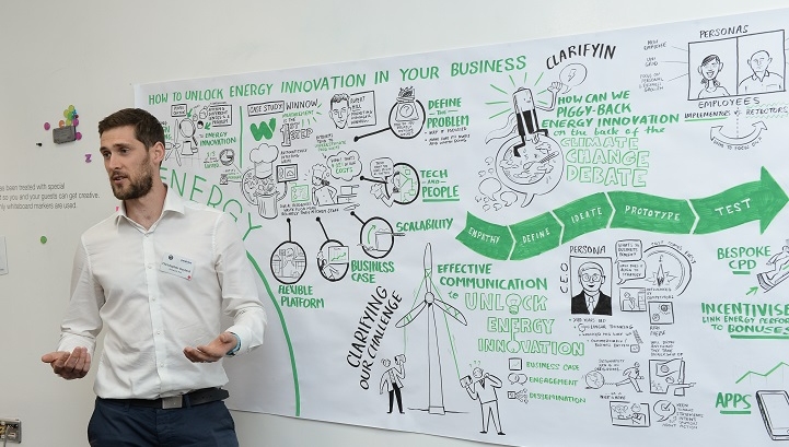 Chris Gaylard of Network Rail presented his team's thinking at the design sprint in Birmingham